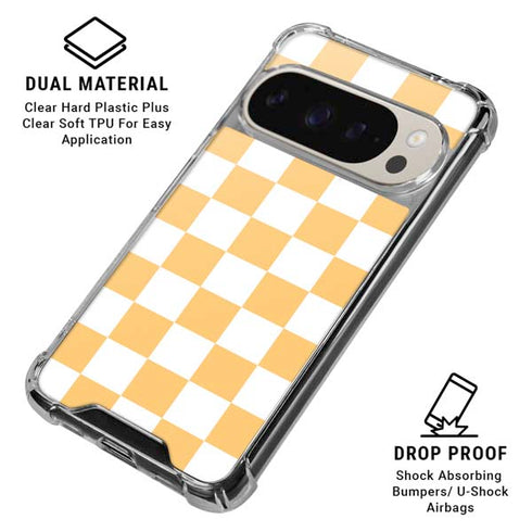 Yellow and White Checkerboard Pixel 9/9 Pro Clear Case